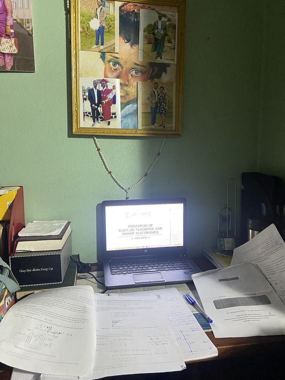 Studying online on a laptop